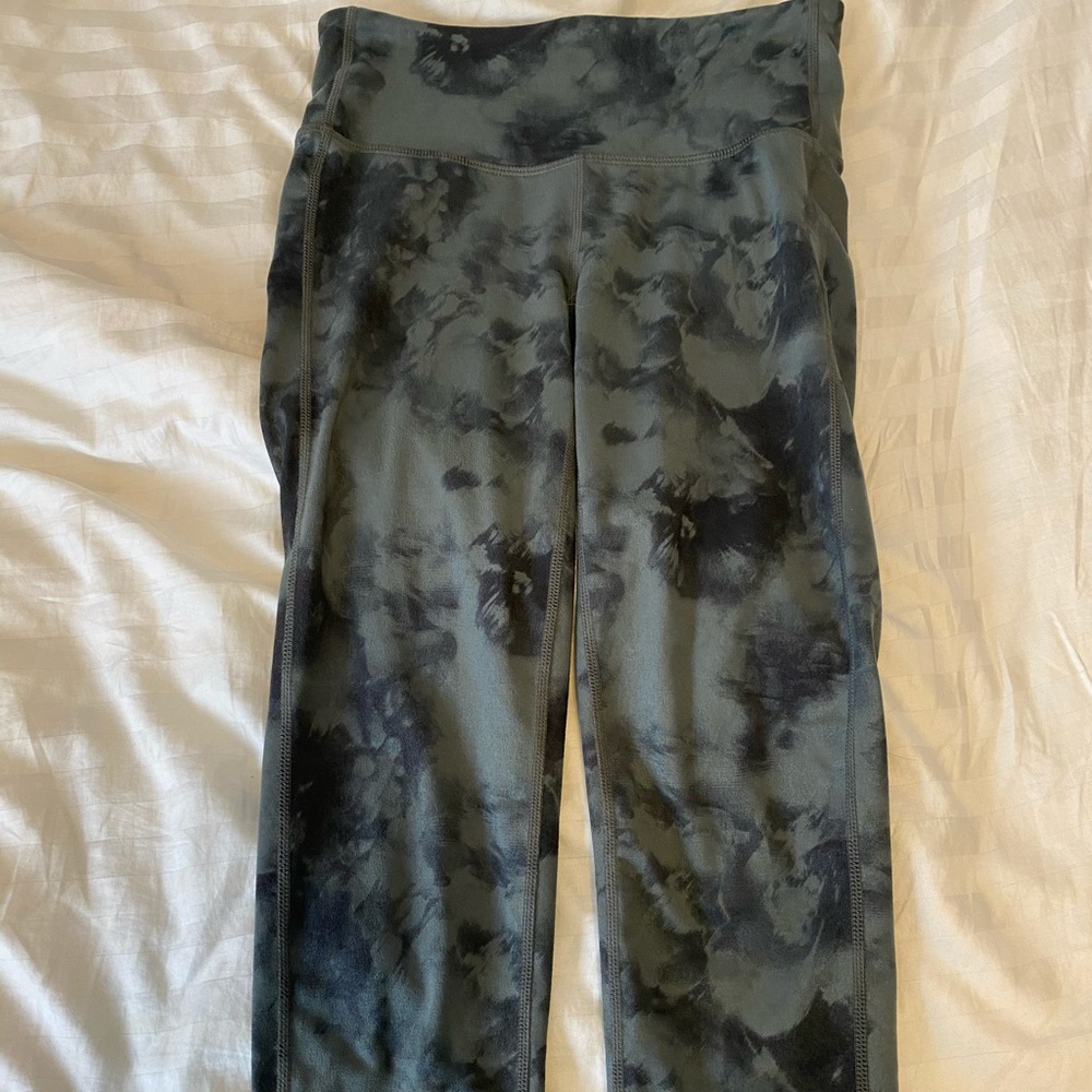 Athleta Floral Forest Green Crop Leggings